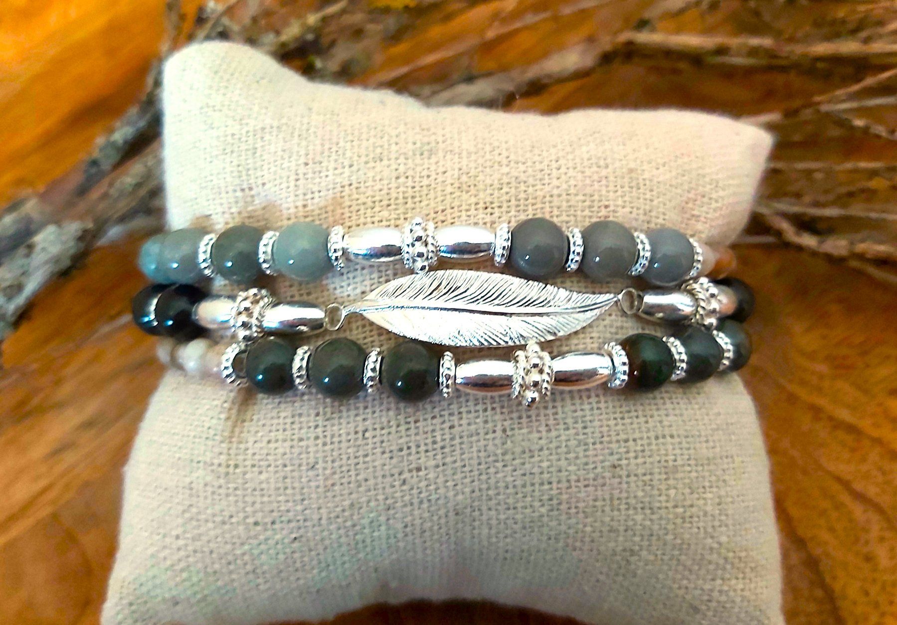 Bracciali & Braccialetti: SAIRA- Edelsteinarmband - Sterling Silber - hellgrün-beige – Nuovo e nell'imballaggio originale da Mühlethal venduto da nicita-modeschmuck 3