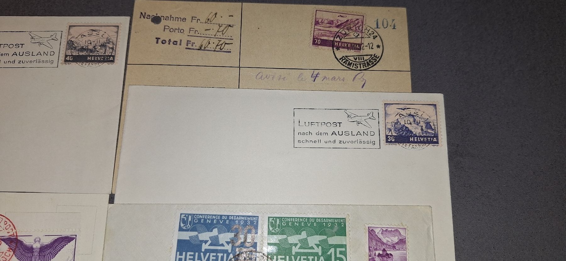 Tutti i francobolli: 6 Flugpost Brief – Usato da Balgach venduto da SIMEON27 4