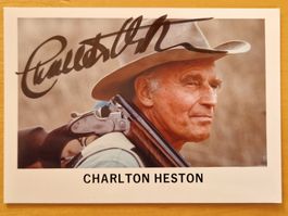 Charlton Heston, Original Autogramm auf Foto in Farbe