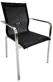 Chaises: Gartenstuhl mit Armlehnen, Gestell silber, Gewebe schwarz – Neuf avec emballage d'origine à Suhr par InterioX
