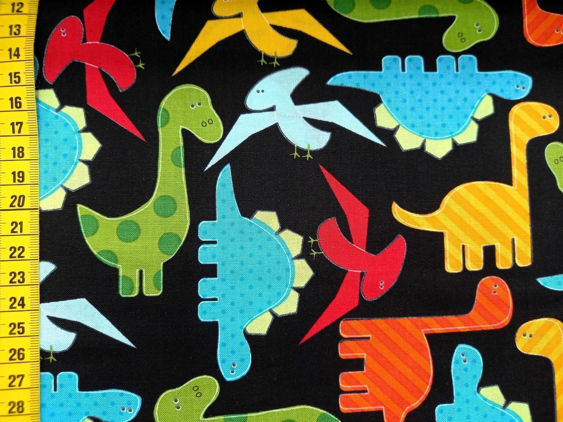 Tessuti: Baumwollstoff Dinos schwarz – Nuovo e nell'imballaggio originale da Winterthur venduto da Kimbana