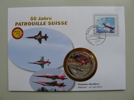 2014 Numisbrief "Flat Mirror" 50 Jahre Patrouille Suisse