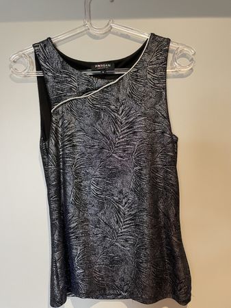 MORGAN — Élégant top sans manches lurex argenté/bleu nuit 