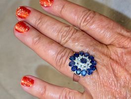 Blue Sapphire & Topazes Classic Massive SS925 WG14k Vermeil