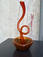 Vase décoratif en verre soufflé orange vif, vintage! (52)