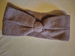 Stirnband gestrickt mit Knopf PIECES rose
