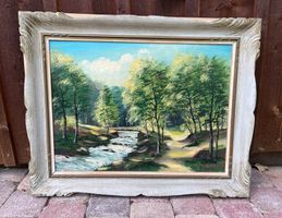 Fluss - Waldlandschaft signiert E. KELLER      (ID L212)