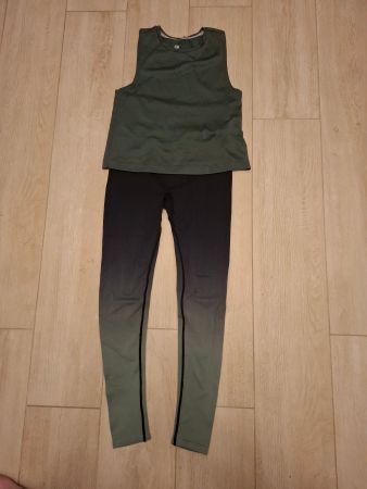 H&M Sport Set, Olivgrün/Schwarz, Grösse XS