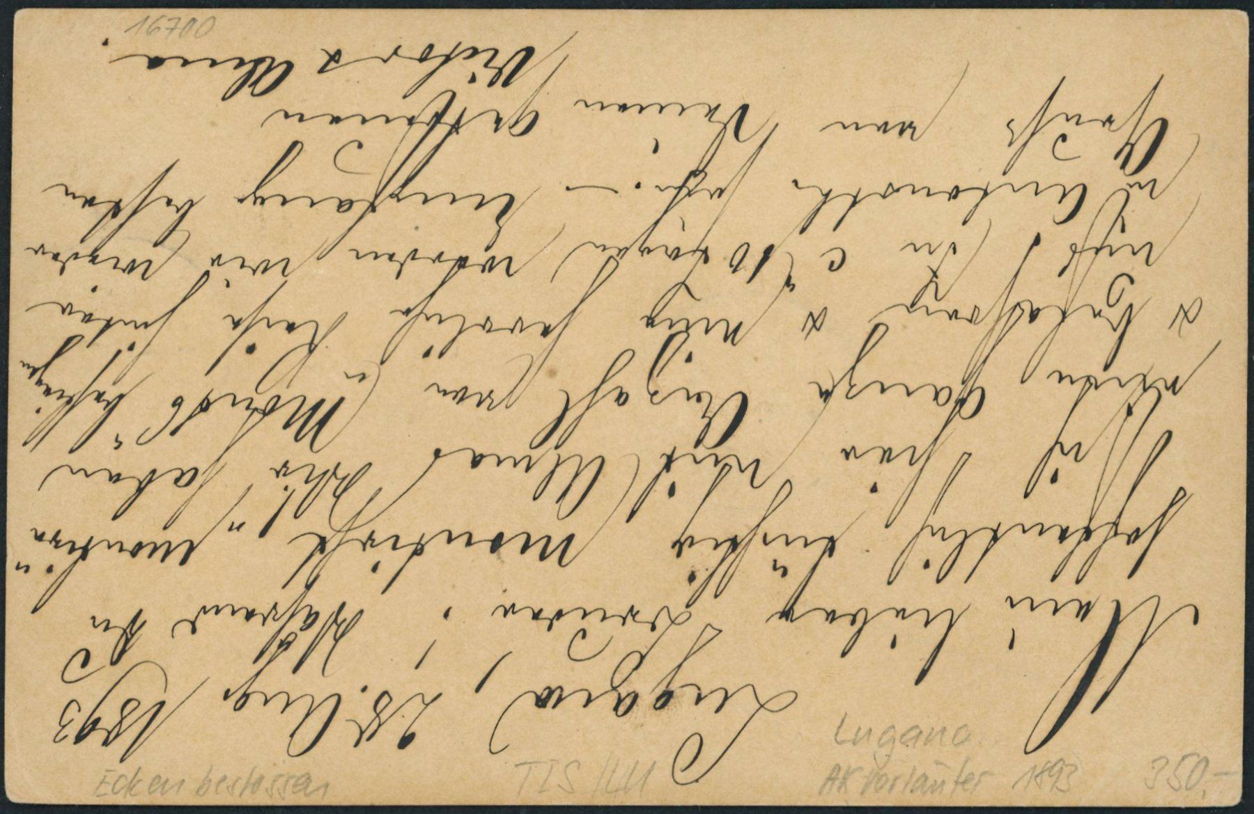 Cartoline postali: TIS Lugano - Litho - AK Vorläufer 1893 – Usato da Schindellegi venduto da leecollect 1