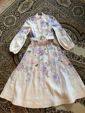 Elegant Floral Midi Dress [100%Linen]