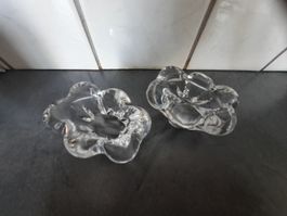 DAUM FRANCE, 2 anciens SALERONS , en CRISTAL, signés