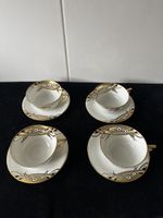 4 x Limoges U.C. France, Kaffeeset, Golddekor