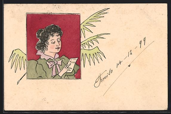 Cartoline postali: Handgemalt: Dame liest einen Brief, Juge – Usato da Berlin venduto da bartko-reher