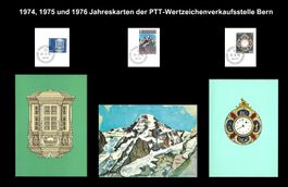 1974, 1975, 1976: Jahreskarten PTT-Wertzeichenverkaufstelle