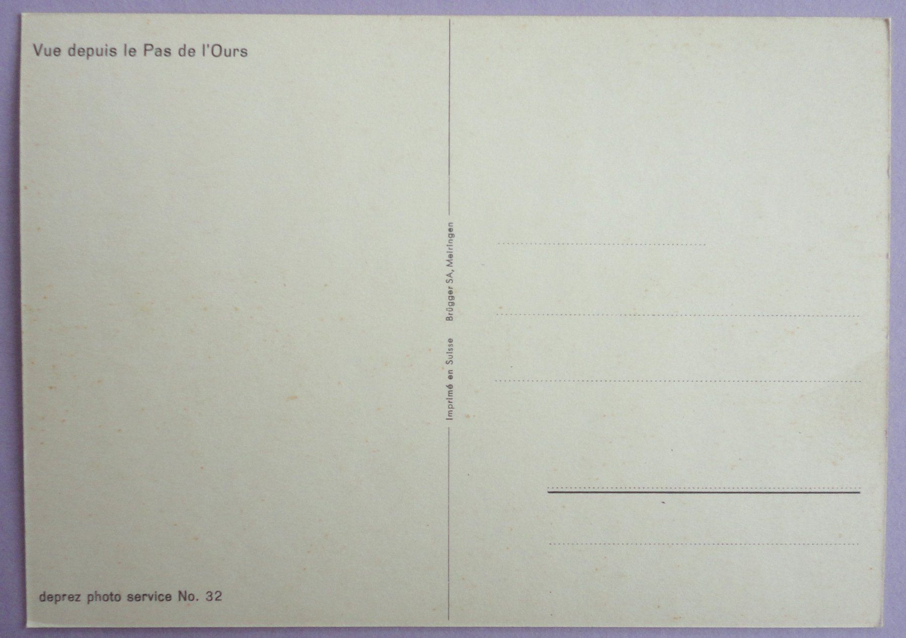 Cartoline postali: Vue depuis le Pas de l' Ours – Usato da Fétigny venduto da Billy2miny 1