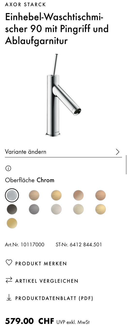 Axor Rubinetteria: Axor Starck Lavabomischer – Nuovo (secondo la descrizione) da Weiach venduto da karl007 1