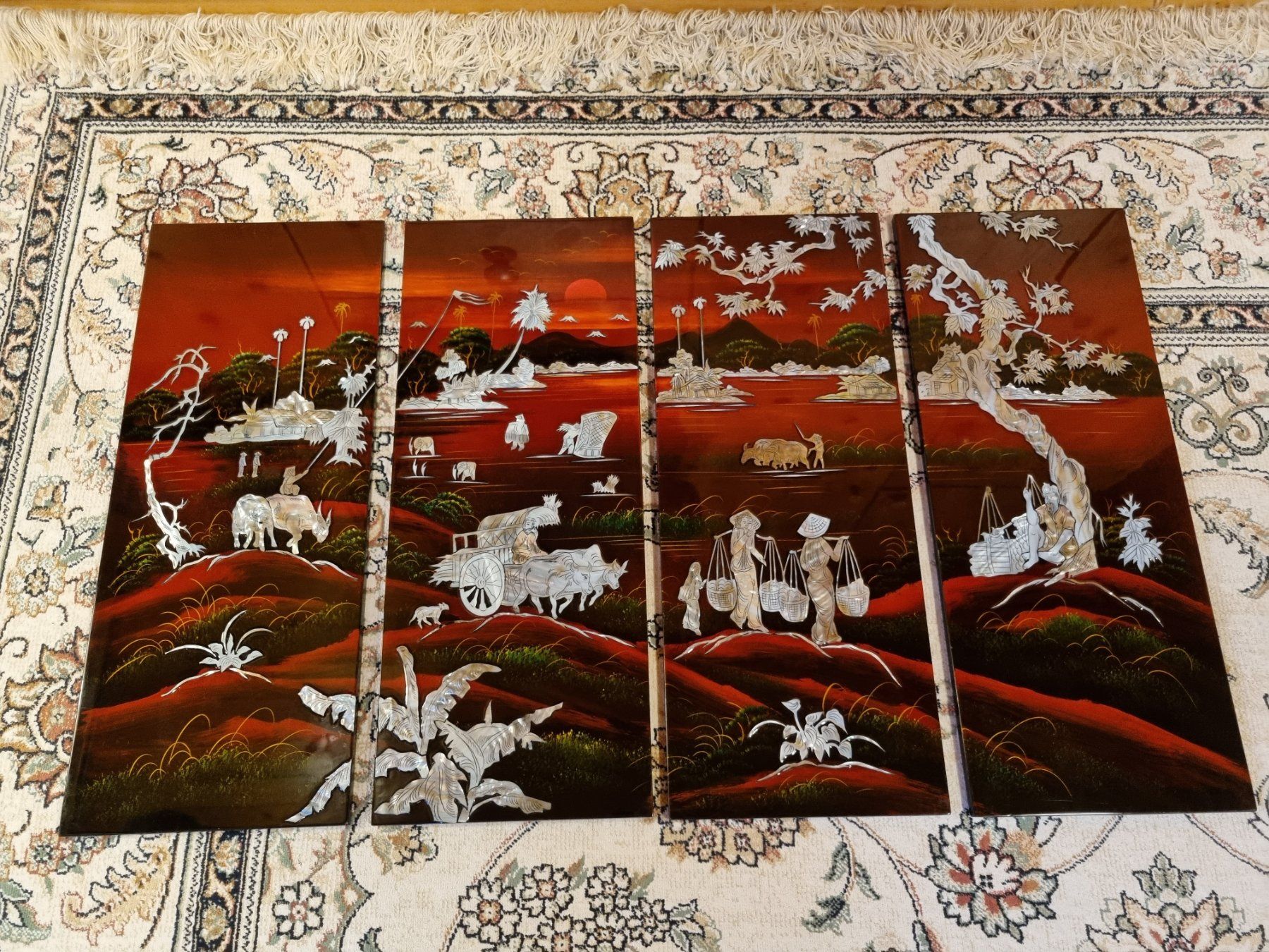 Poster & Bilder: 4-tlg. Asia Lackbild mit Perlmutt-Optik – Gebraucht aus Scharnachtal von devin03 9