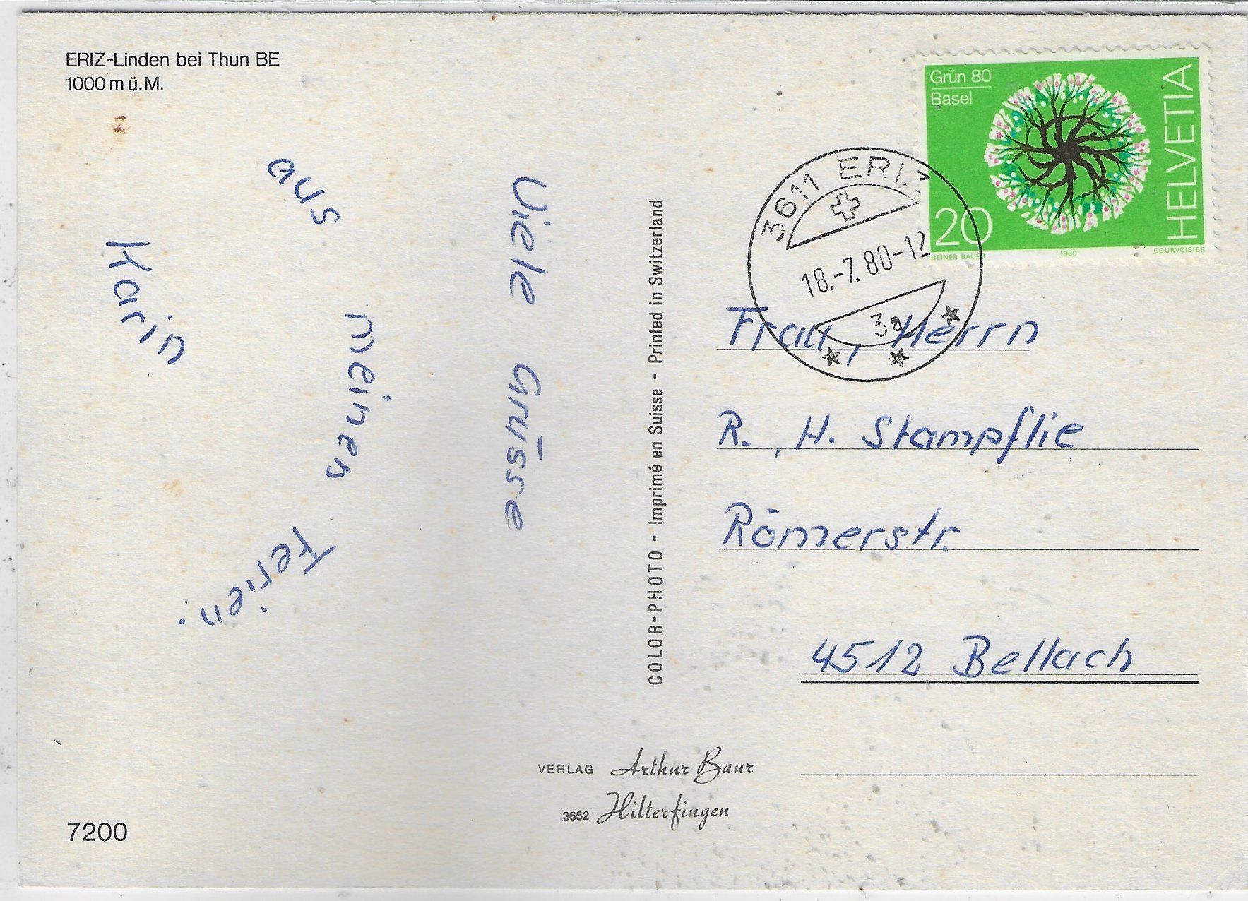 Cartoline postali: Eriz-Linden bei Thun – Usato da Ettingen venduto da Kartenplanet 1