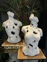 2er Set abstrakte Torso Skulpturen Weiss – modernes Design