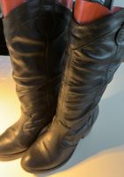 Schwarze Westernstiefel aus Leder, Grösse 39