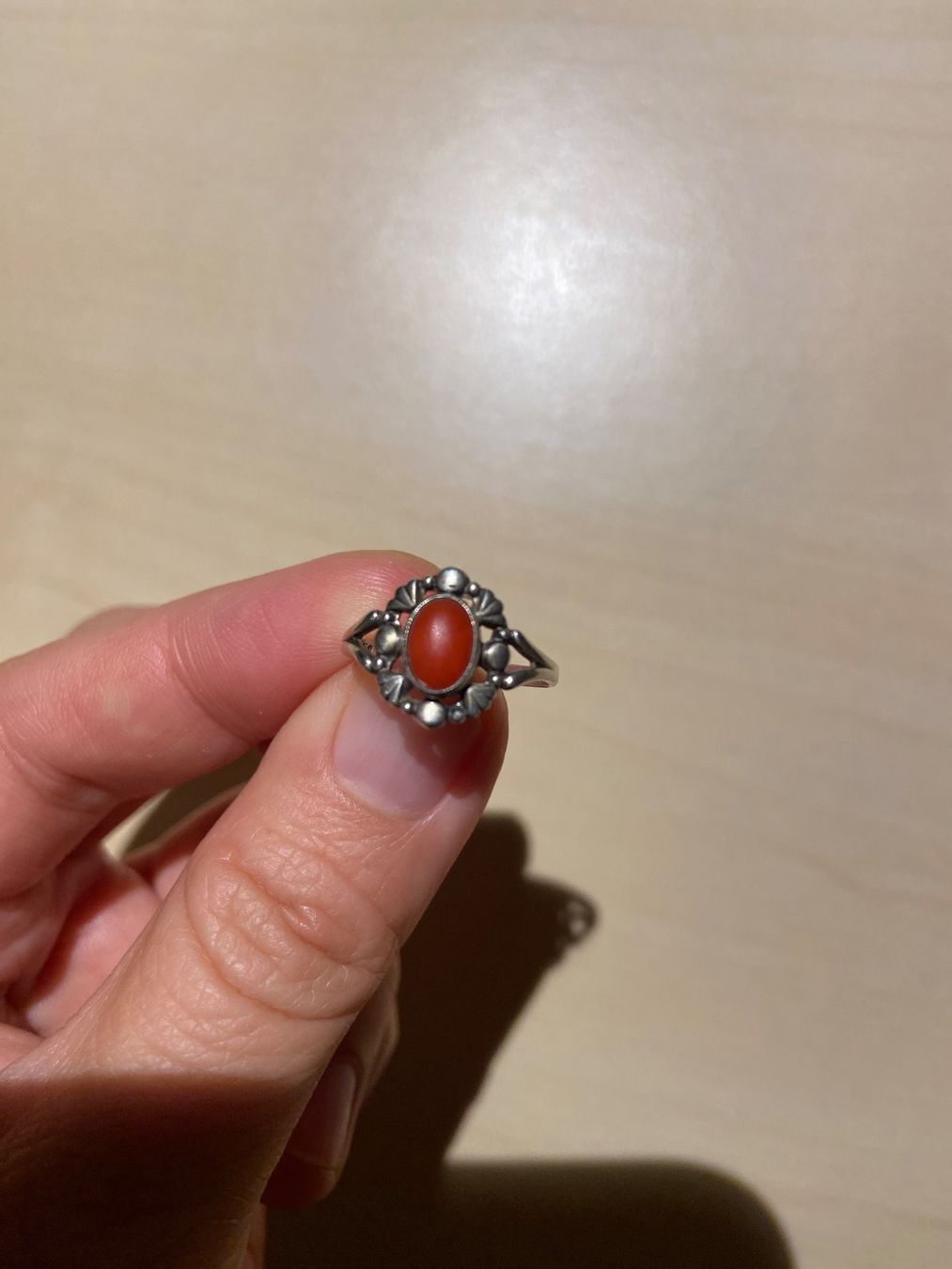 Anelli: Jugendstil Dänemark Koralle Silber Ring mit Stempel 830S – Usato da Niederhasli venduto da YHHC 2