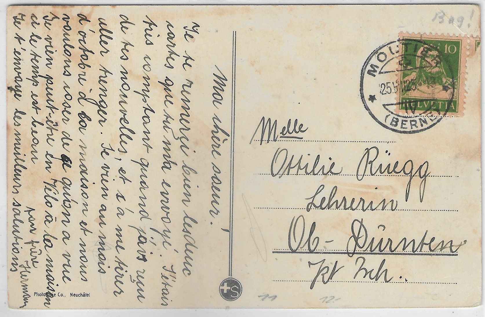 Cartoline postali: Moutier - Vue generale - Litho – Usato da Ettingen venduto da Kartenplanet 1