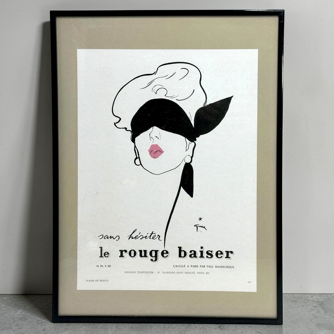 Poster & Bilder: Affiche originale DIOR "Le Rouge Baiser" RENÉ GRUAU 1948 – Gebraucht aus Morges von vintix