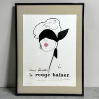 Affiche originale DIOR "Le Rouge Baiser" RENÉ GRUAU 1948