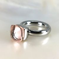Bague acier "Qudo" pierres synth.- Rose - T.52