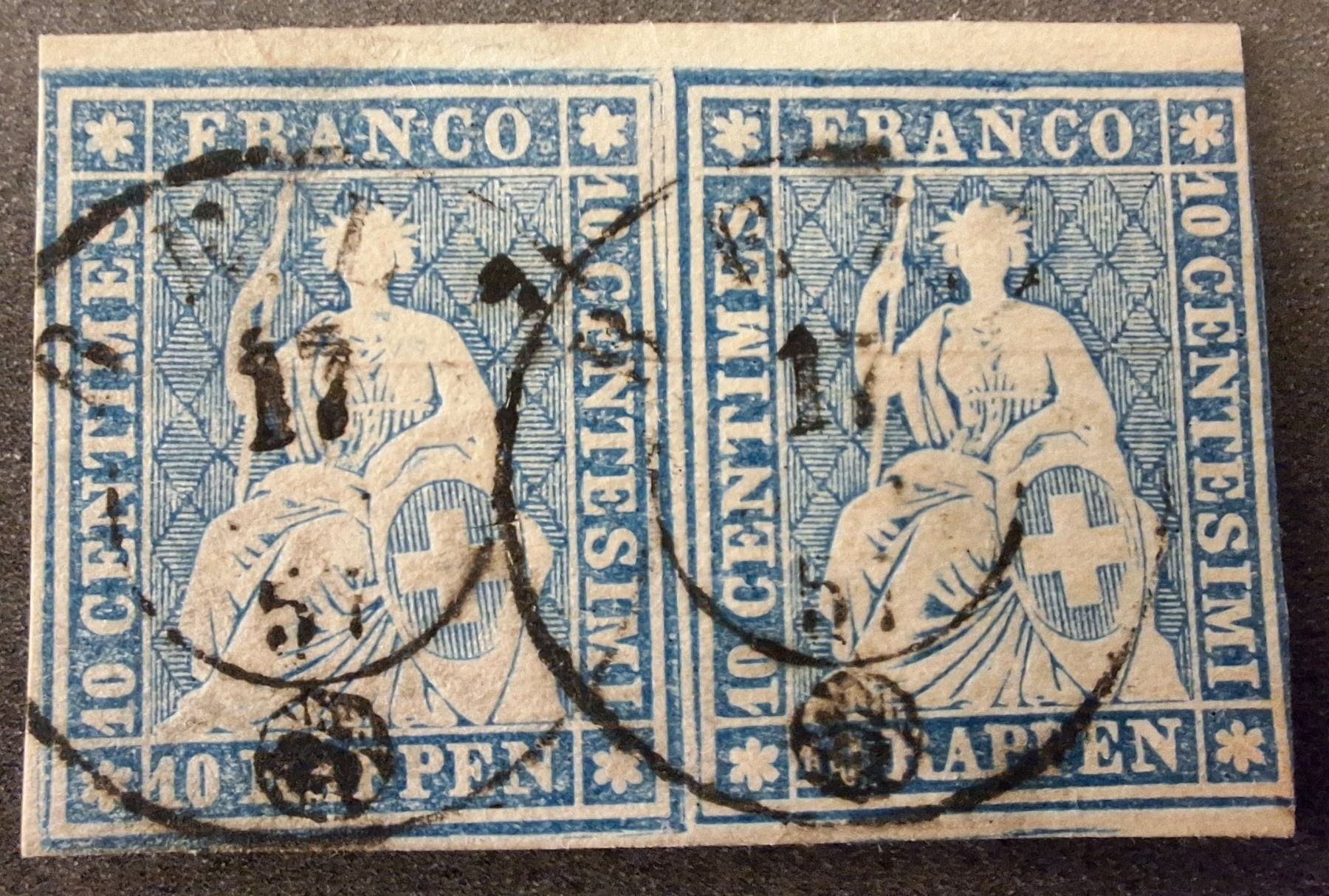 Tutti i francobolli: Strubel 23C.c im Paar mit Attest – Usato da Balgach venduto da SIMEON27