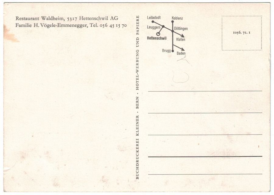 Cartoline postali: Hettenschwil, Restaurant Waldheim, Oldtimer, um 1980 – Usato da Frauenfeld venduto da POML 1