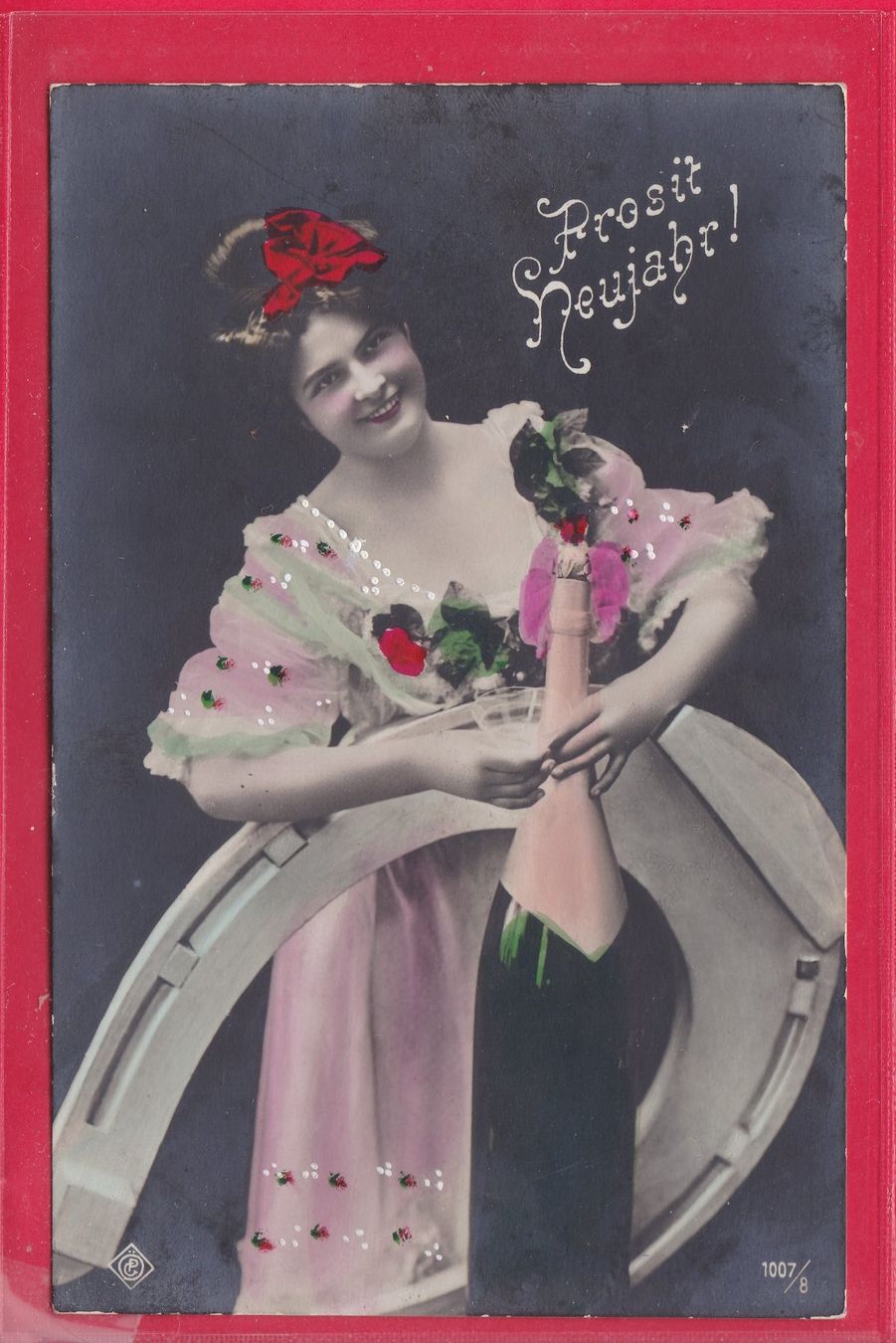 Cartoline postali: PROSIT NEUJAHR!, 2.1.1909 – Usato da Oberrieden venduto da Gebirgsstelze