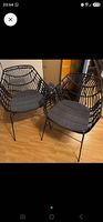 2 chaises de jardin design noir avec coussins gris neuves