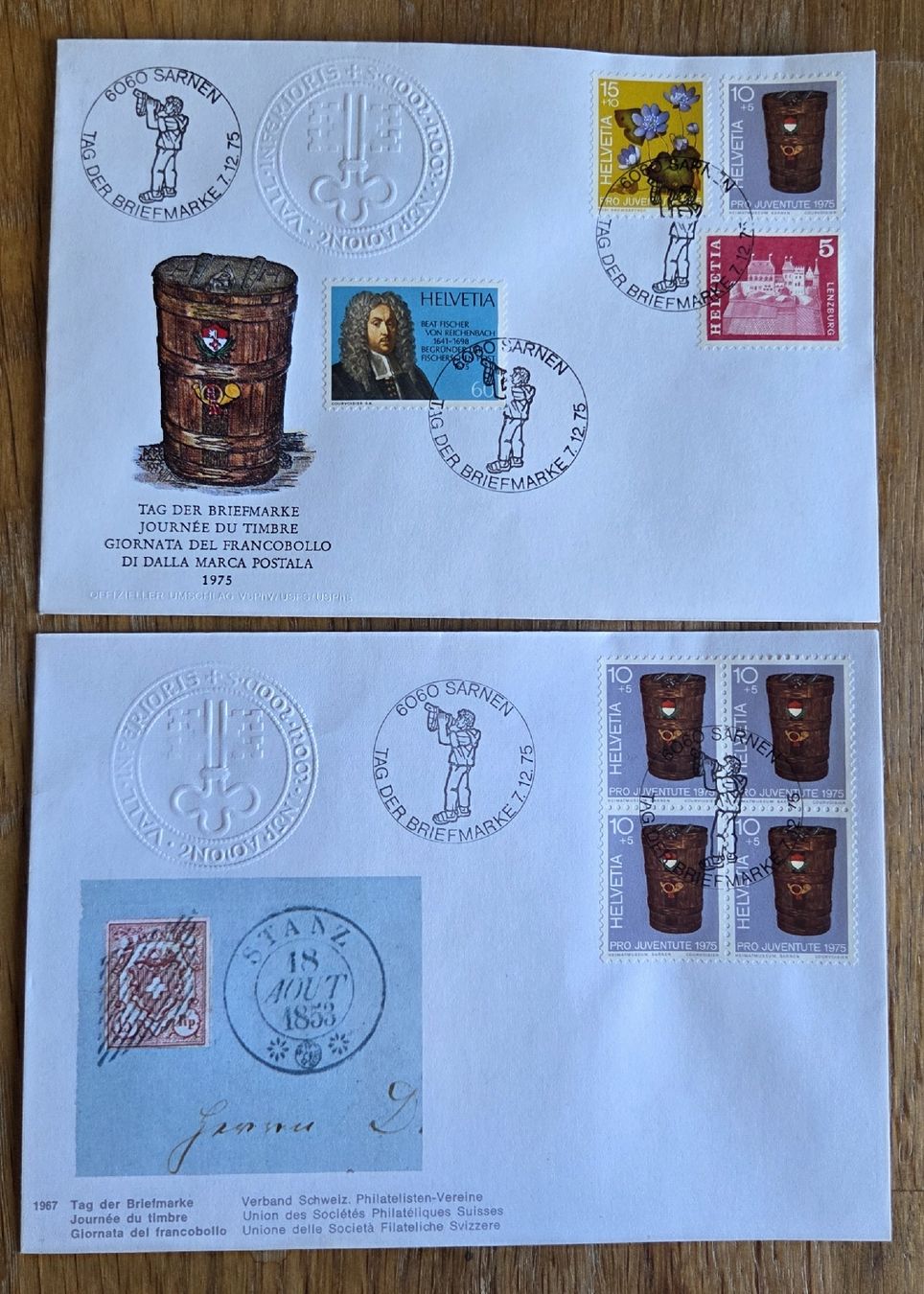 Tous les timbres: 2 Tolle Briefcouvert Sarnen 1975 – D'occasion à Stans par Ducati16 1
