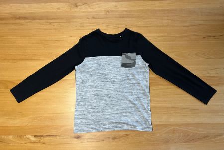 Schwarze/graues Kinder-Langarmshirt Grösse 146/152