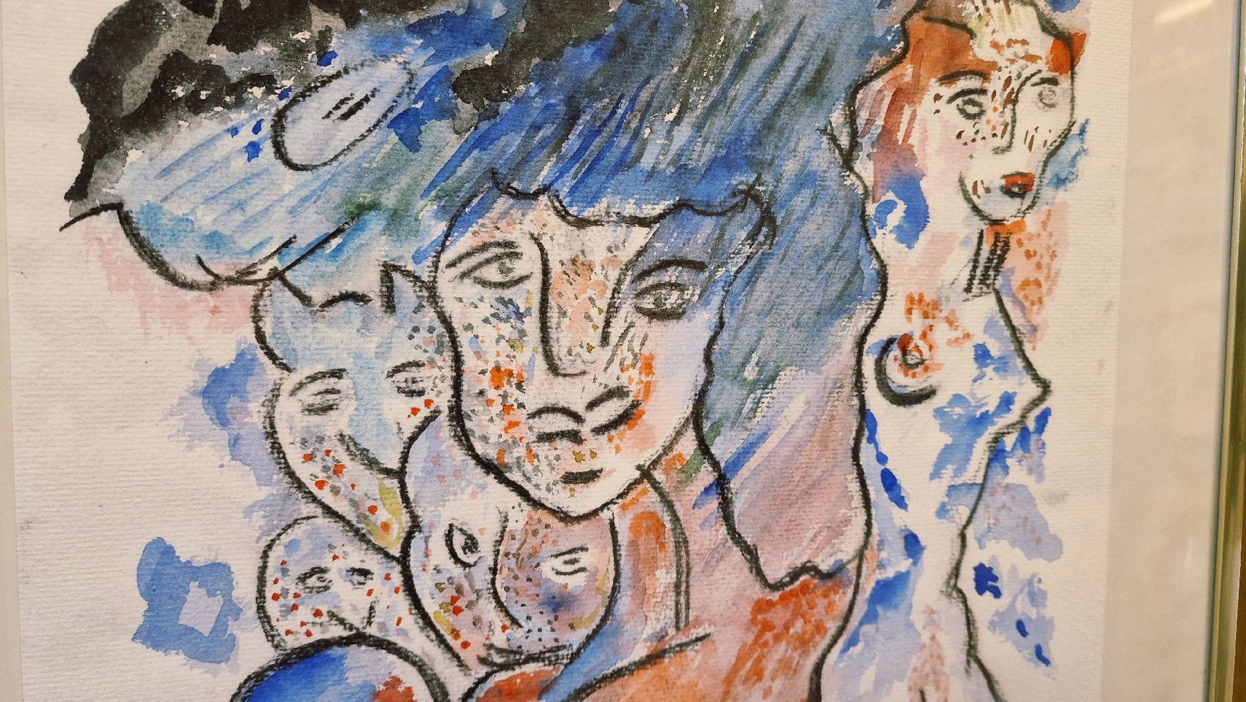 Gemälde: Original Aquarell-Abstrakt, signiert – Gebraucht aus BERN von Intarsia