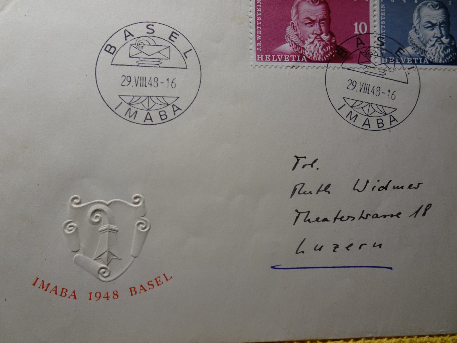 Tutti i francobolli: 29.VIII.48, IMABA 1948 BASEL AUS BLOCK PAAR – Usato da Eschenbach SG venduto da eDaisy 1