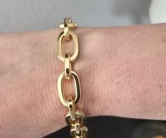 Goldfarbene Kettenglieder Ohrringe + Armband - Neuwertig! ✨