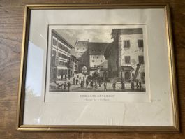 Vintage Bild in Rahmen von Schaffhausen Güterhof