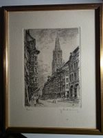 Bild orig. Radierung Bern -Kesslergasse und Münster signiert