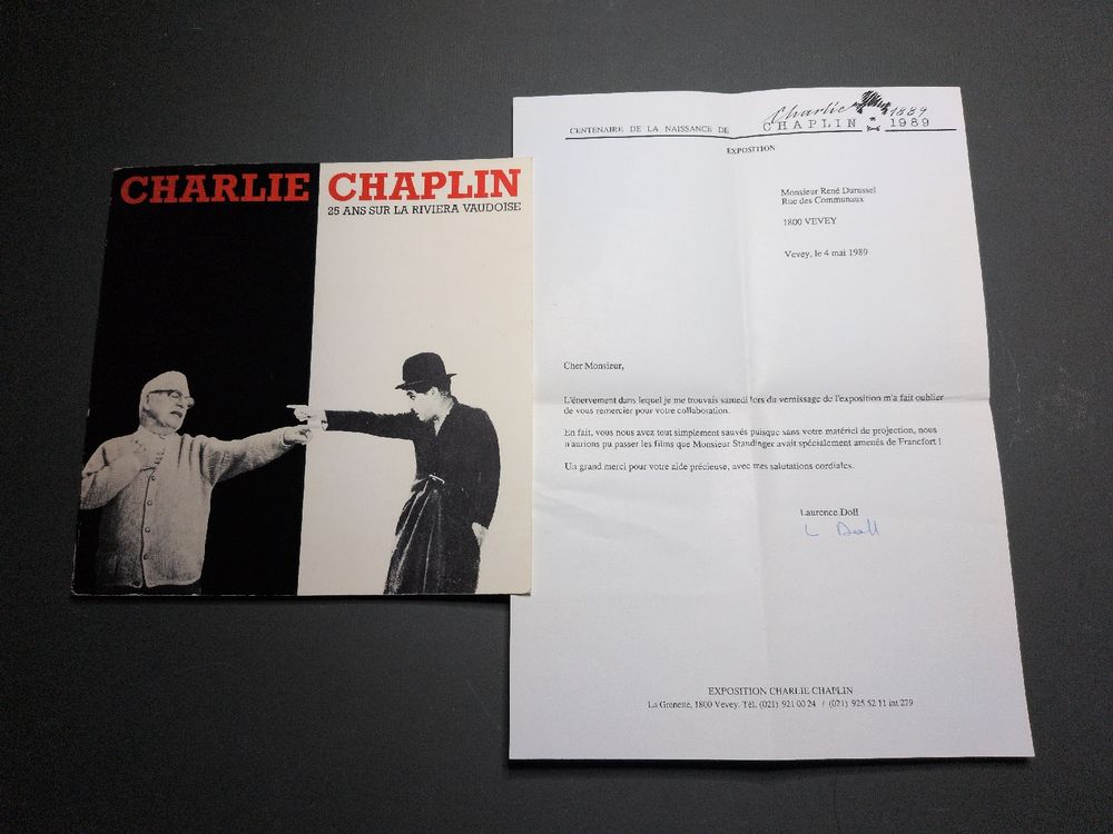 Lot Charlie Chaplin 1989 Vevey - Catalogue + Lettre (Gebraucht) in ...