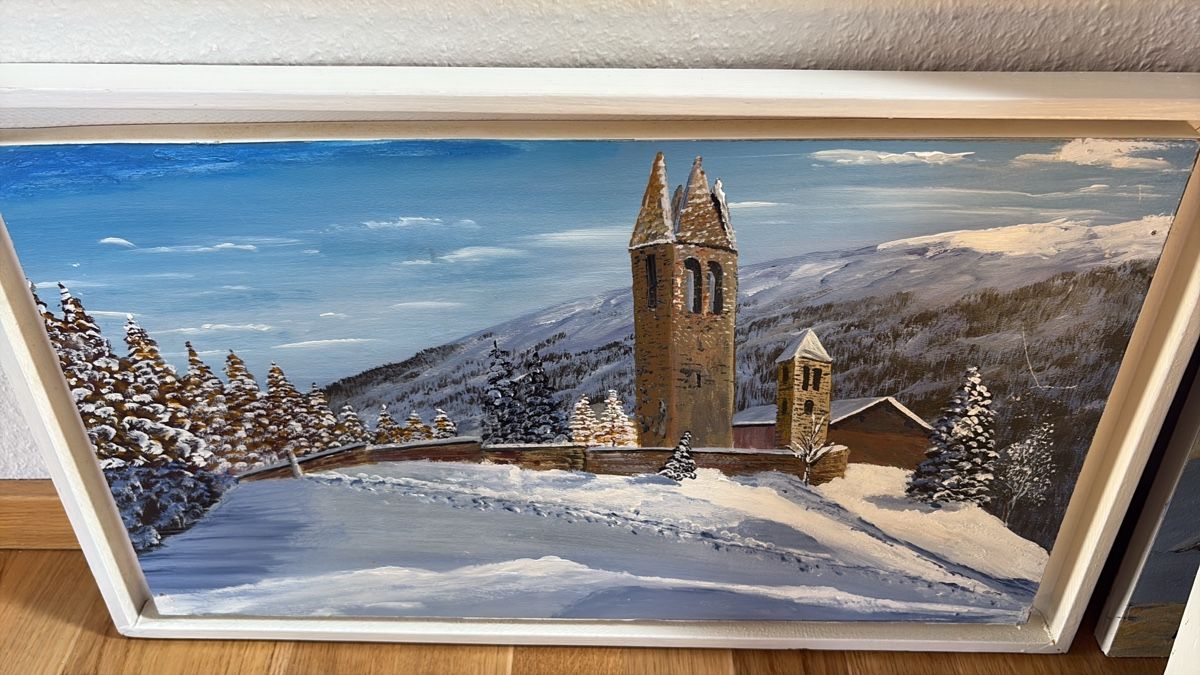 Dipinti: Öl Gemälde mit Kirche San Gian Celerina – Usato da Chur venduto da Weltanschau
