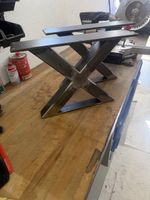 Industrial Salontischbeine Metall X-Form 2 Stück neuwertig