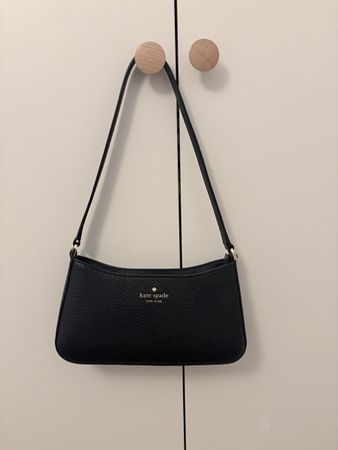 Kate Spade Black Leather Shoulder Bag - Perfect for Spring! 