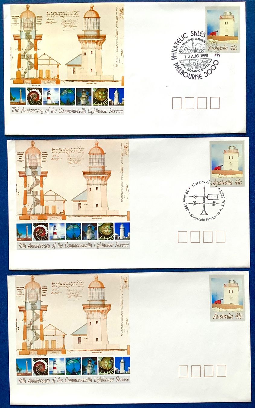 Alle Briefmarken: 1990 Australien / 3 Briefe Leuchtturm FDC - Postfrisch – Neu (gemäss Beschreibung) aus Liestal von Skunk02