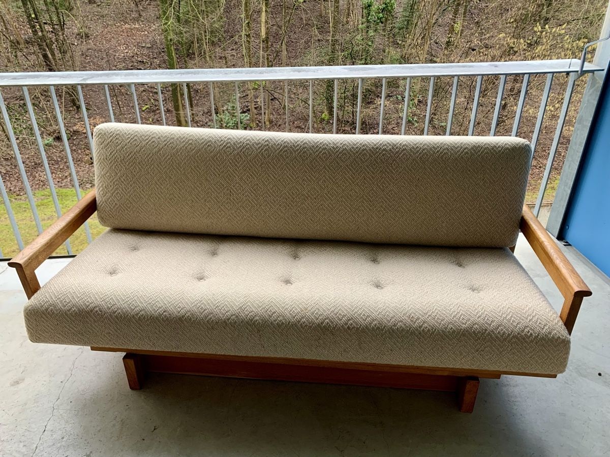 Divani: midcentury Schlafsofa Eichenholz | Wollbezug 1960 – Usato da Fribourg venduto da GBT42 7
