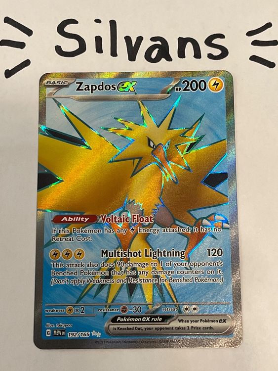 POKEMON 151 - Pokémon - Graded Card Zapdos EX Full Art - 192/165