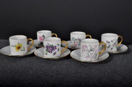 Limoges Porzellan Espresso Set – 6 Tassen mit Untertassen