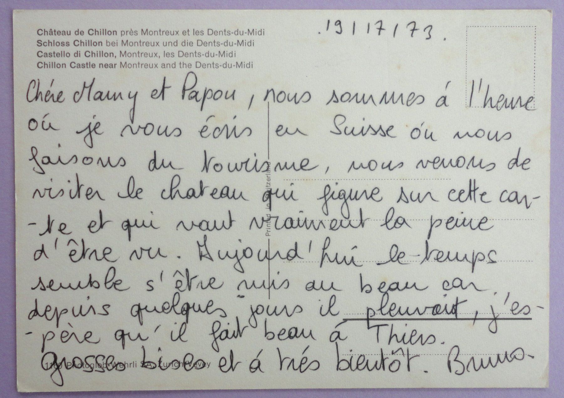 Cartoline postali: Château de Chillon près Montreux – Usato da Fétigny venduto da Billy2miny 1