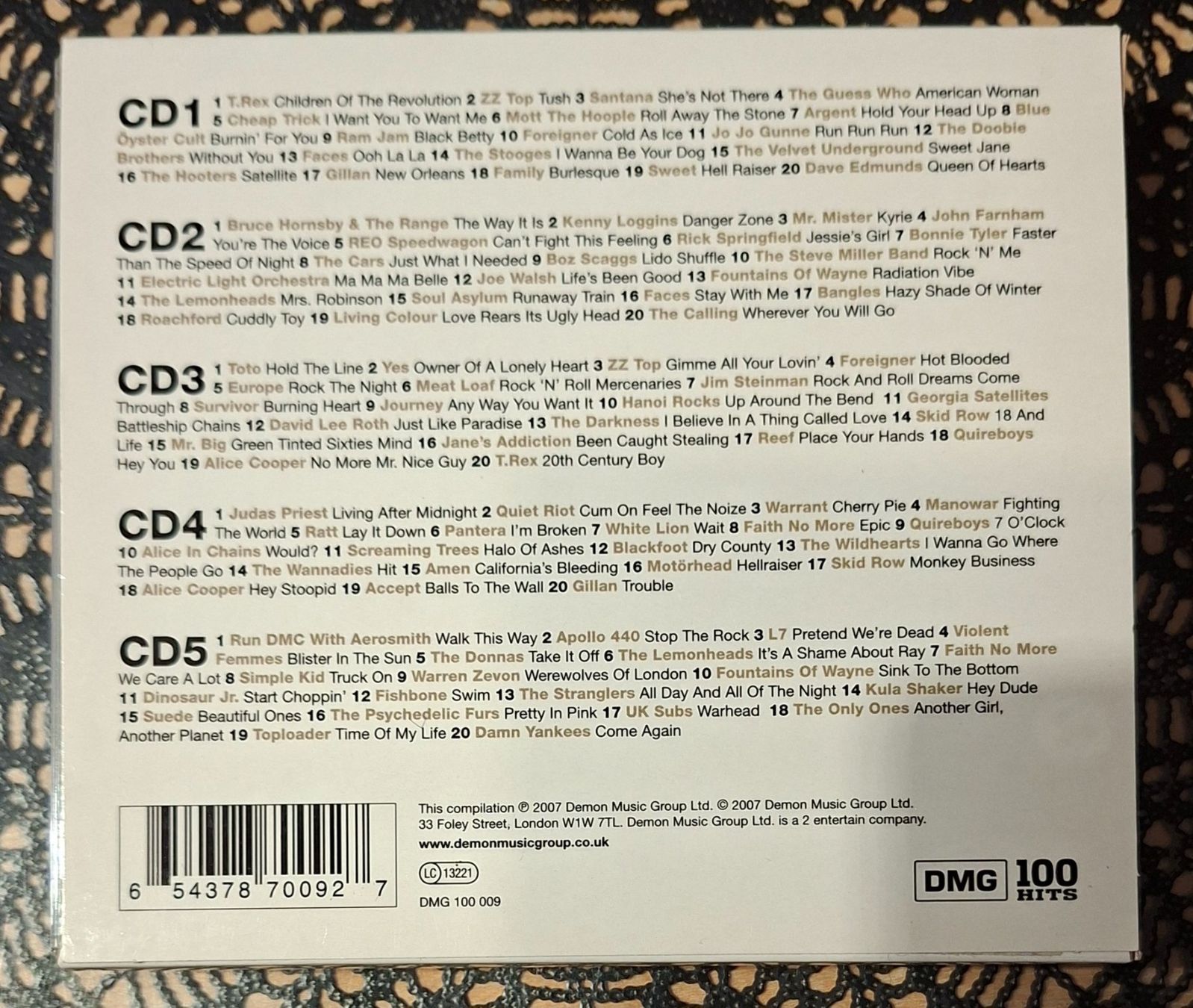 CDs: 100 Hits - Rock, 5CD Rock Hit Compilation Sampler 2007 – Gebraucht aus Amriswil von Celini3 1